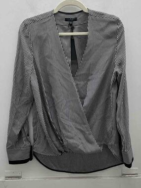 Rag & Bone Victor Stripe V-neck Silk Blouse